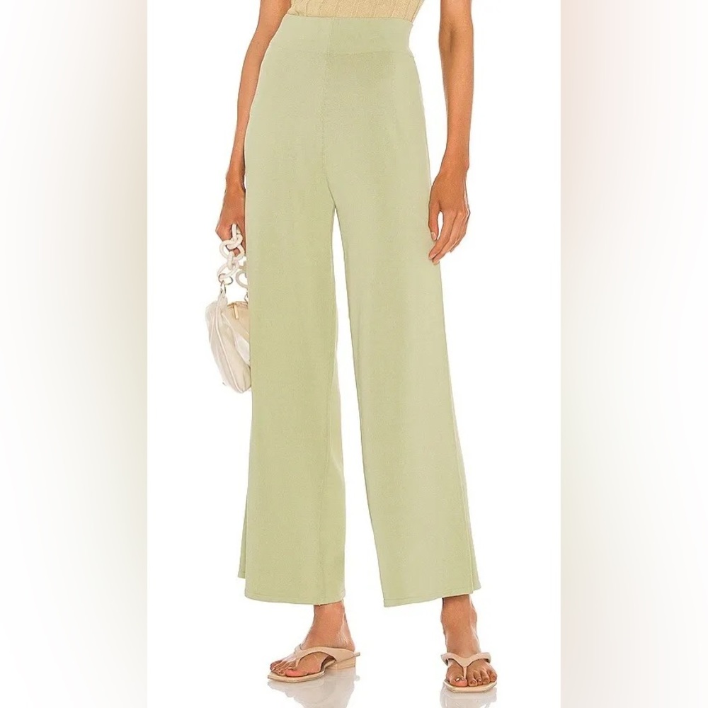 Cult Gaia  Jada Knit Pants Moonstone Green Jersey Pull Wide Leg (17)